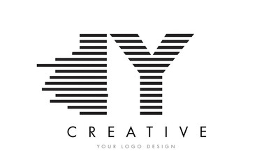 IY I Y Zebra Letter Logo Design with Black and White Stripes
