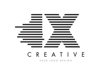 IX I X Zebra Letter Logo Design with Black and White Stripes