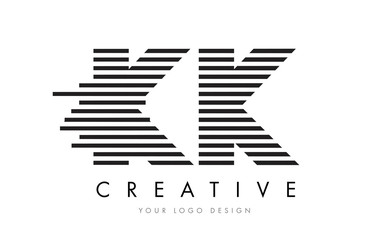 KK K K Zebra Letter Logo Design with Black and White Stripes