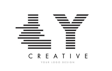 LY L Y Zebra Letter Logo Design with Black and White Stripes