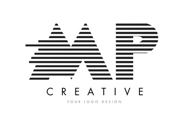 Fototapeta premium MP M P Zebra Letter Logo Design with Black and White Stripes