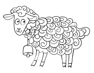 Cartoon image of goat. An artistic freehand picture.