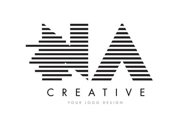 Fototapeta premium NA N A Zebra Letter Logo Design with Black and White Stripes