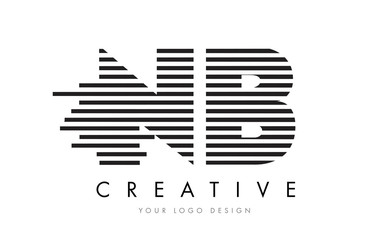 NB N B Zebra Letter Logo Design with Black and White Stripes