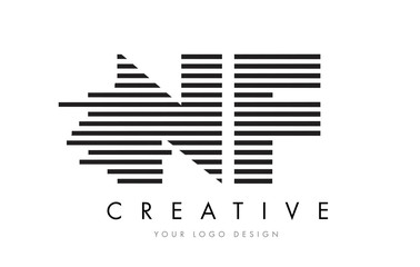 NF N F Zebra Letter Logo Design with Black and White Stripes