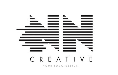NN N Zebra Letter Logo Design with Black and White Stripes