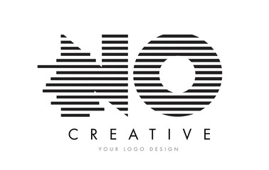 Obraz premium NO N O Zebra Letter Logo Design with Black and White Stripes
