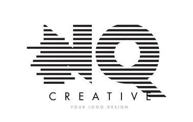 Obraz premium NQ N Q Zebra Letter Logo Design with Black and White Stripes