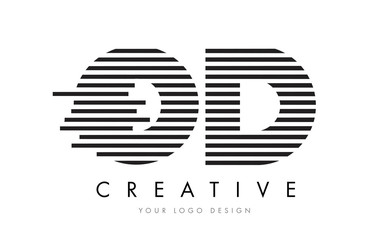 OD O D Zebra Letter Logo Design with Black and White Stripes - obrazy, fototapety, plakaty