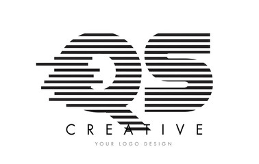 QS Q S Zebra Letter Logo Design with Black and White Stripes