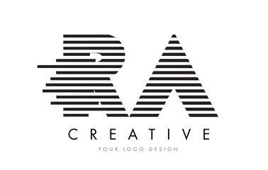 RA R Q Zebra Letter Logo Design with Black and White Stripes