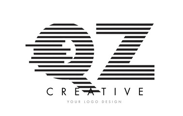 QZ Q Z Zebra Letter Logo Design with Black and White Stripes