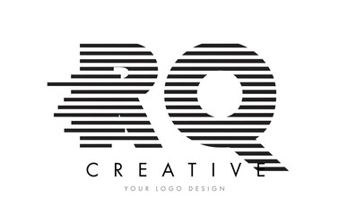 RQ R Q Zebra Letter Logo Design with Black and White Stripes