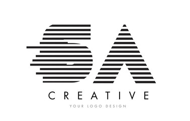 Fototapeta premium SA S A Zebra Letter Logo Design with Black and White Stripes