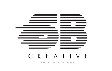 SB S B Zebra Letter Logo Design with Black and White Stripes