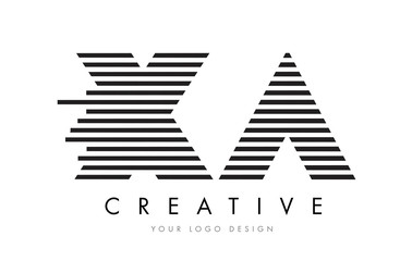 XA X A Zebra Letter Logo Design with Black and White Stripes