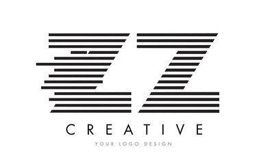 ZZ Z Zebra Letter Logo Design with Black and White Stripes