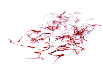 saffron pistil on white background