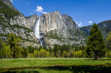 Waterfall and meadow