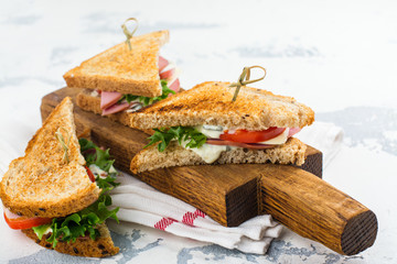 Homemade club sandwiches