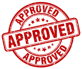 approved red grunge round vintage rubber stamp