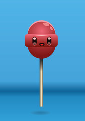 A cute lollipops candy character in kawaii style. Vector illustration