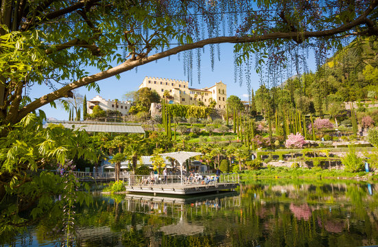 The Botanic Gardens of Trauttmansdorff Castle, Merano, south tyrol, Italy,