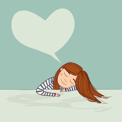 girl dreaming in love marine with big heart