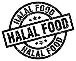 halal food round grunge black stamp