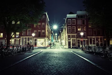 Papier Peint photo Amsterdam Amsterdam la nuit, Pays-Bas