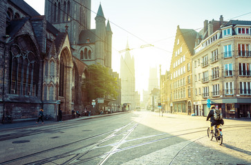 Fototapeta premium Historic houses in Ghent, Belgium