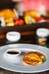 Breakfast with pancakes