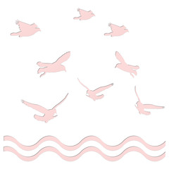 bird shape cutout paper. template for greeting card.