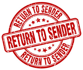 return to sender red grunge round vintage rubber stamp