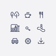 A collection of abstract wayfinding pictograms