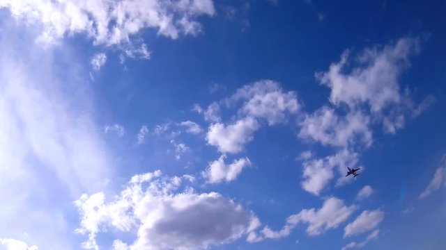 Clouds move quickly in the sky and slow when the plane is flying