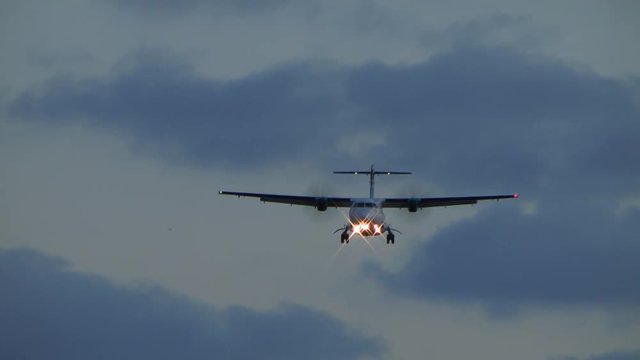 Airplane front during landing