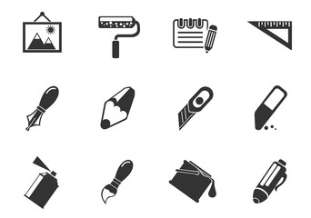 art tools icon set