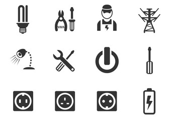 electricity icon set