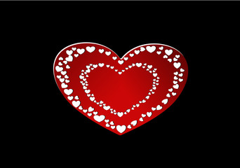 Red hearts on black background