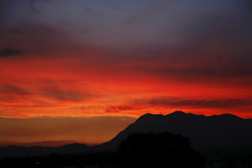 sunset in winter