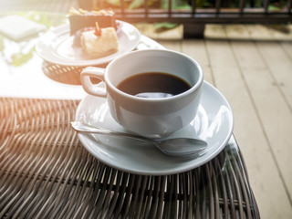 A cup of coffee on the table in morning