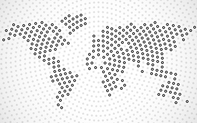 Abstract world map of radial dots. Vector
