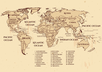 Fototapeta na wymiar Vector whole world political map