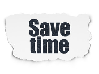 Time concept: Save Time on Torn Paper background
