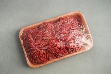 Beef mince, pork mince pictures, white background, pakette mince with gray background,

