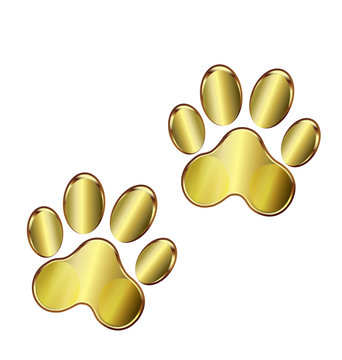 Gold dog paws logo vector