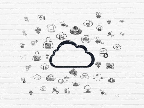 Cloud computing concept: Cloud on wall background
