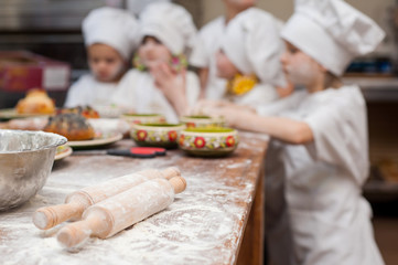 Children make dough products