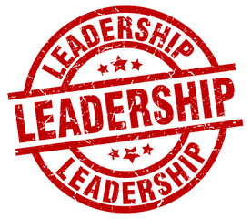 leadership round red grunge stamp
